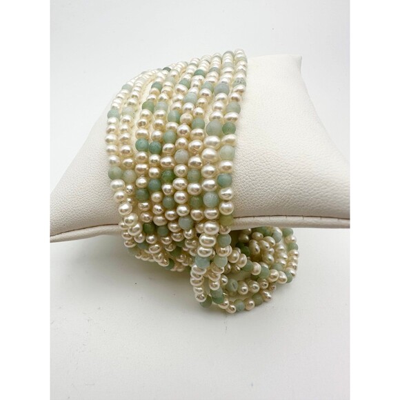 9 strand freshwater Pearl gemstone beaded bracelet 9” - Picture 2 of 7